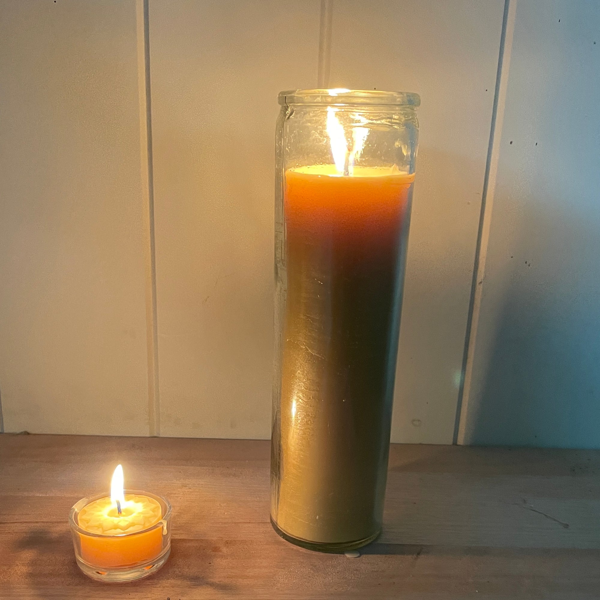 Beeswax ceremonial candle in glass